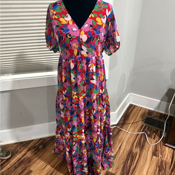 Sugarlips Pink and Purple Puff Sleeve Maxi Sundress - Picture 1 of 3
